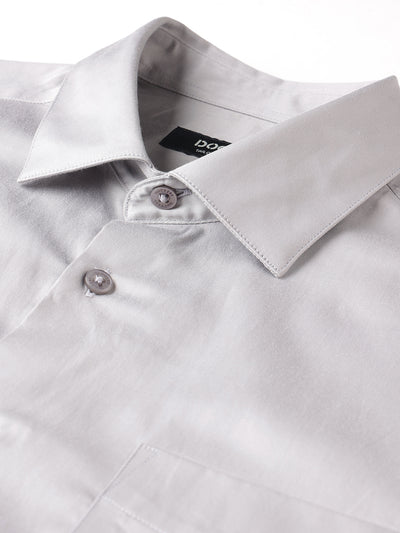 Dockers Men's Grey Cotton Office Shirt – Spread Collar, Regular Fit