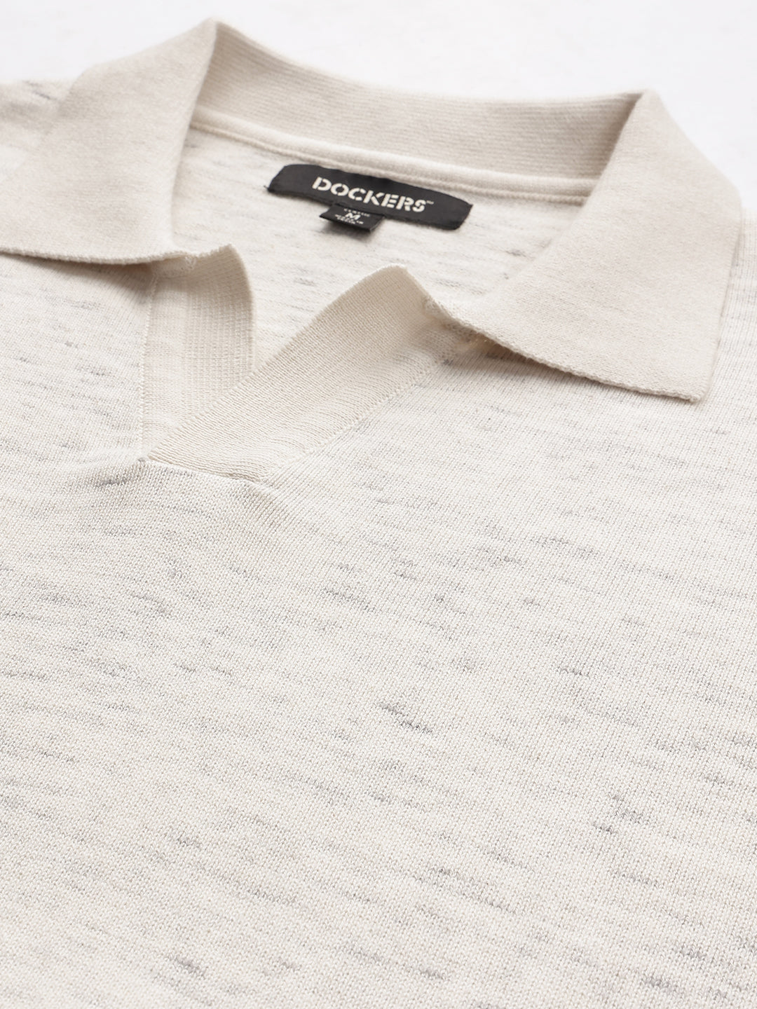 Dockers Men's Grey Melange Self-Design Polo T-Shirt