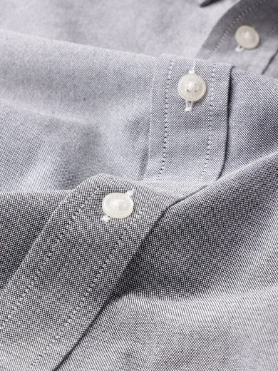 Dockers Men's Grey Oxford Button-Down Full Sleeve Shirt
