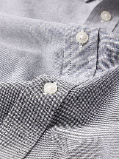 Dockers Men's Grey Oxford Button-Down Full Sleeve Shirt