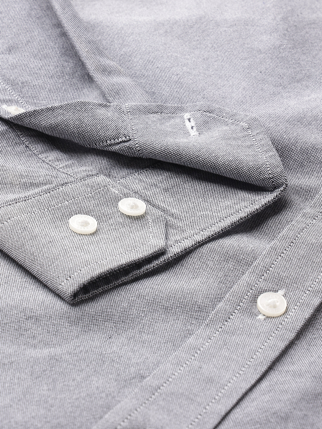 Dockers Men's Grey Oxford Button-Down Full Sleeve Shirt