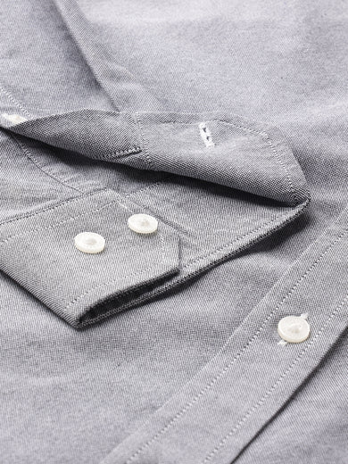 Dockers Men's Grey Oxford Button-Down Full Sleeve Shirt