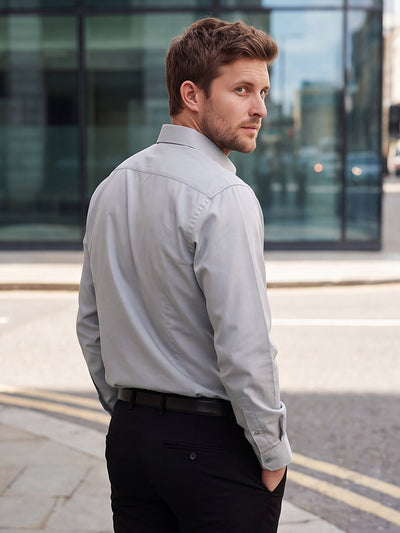 Dockers Men's Grey Solid Cotton Formal Shirt – Full Sleeve