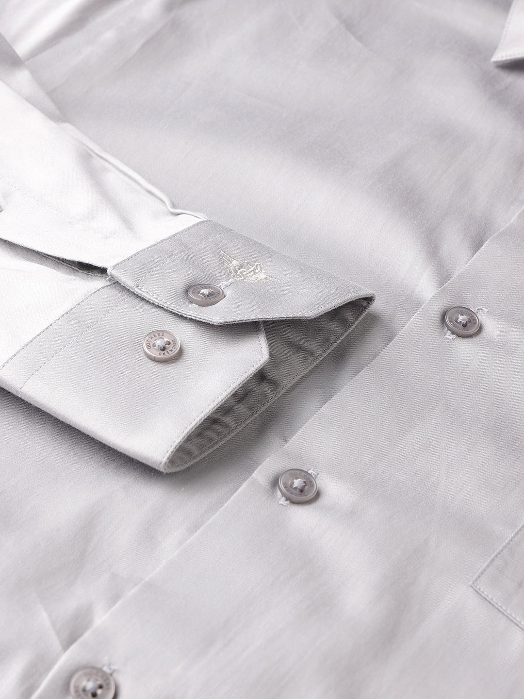 Dockers Men's Grey Solid Cotton Formal Shirt – Full Sleeve