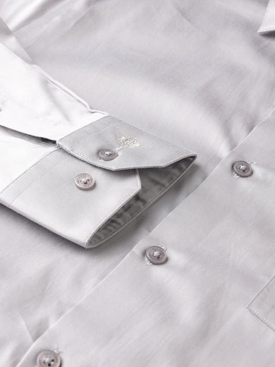 Dockers Men's Grey Solid Cotton Formal Shirt – Full Sleeve