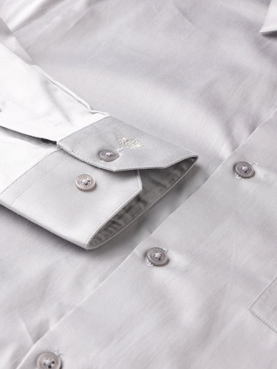 Dockers Men's Grey Solid Cotton Formal Shirt – Full Sleeve