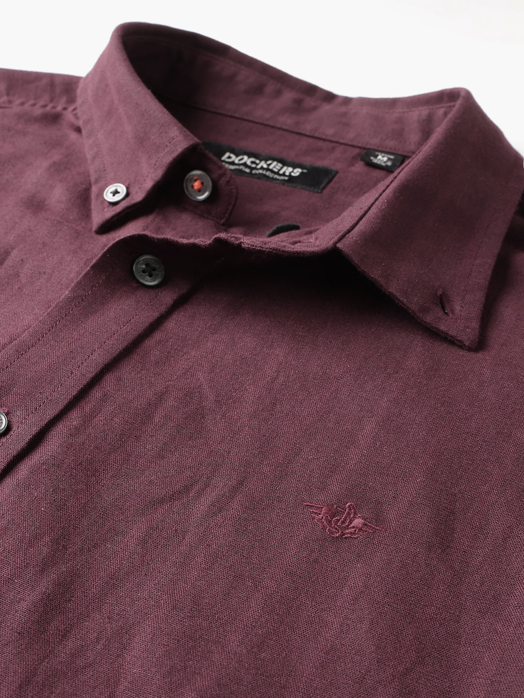 Dockers Men's Maroon Solid Smart Casual Full Sleeve Shirt