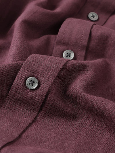 Dockers Men's Maroon Solid Smart Casual Full Sleeve Shirt