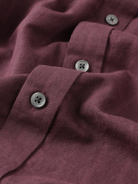 Dockers Men's Maroon Solid Smart Casual Full Sleeve Shirt