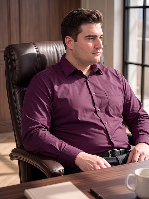 Dockers Men's Maroon Solid Cotton Formal Shirt – Full Sleeve