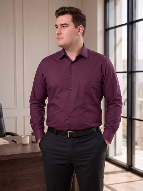 Dockers Men's Maroon Solid Cotton Formal Shirt – Full Sleeve