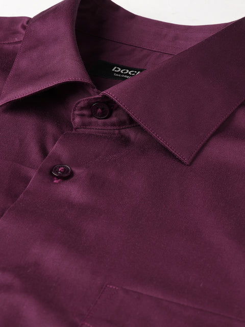 Dockers Men's Maroon Solid Cotton Formal Shirt – Full Sleeve