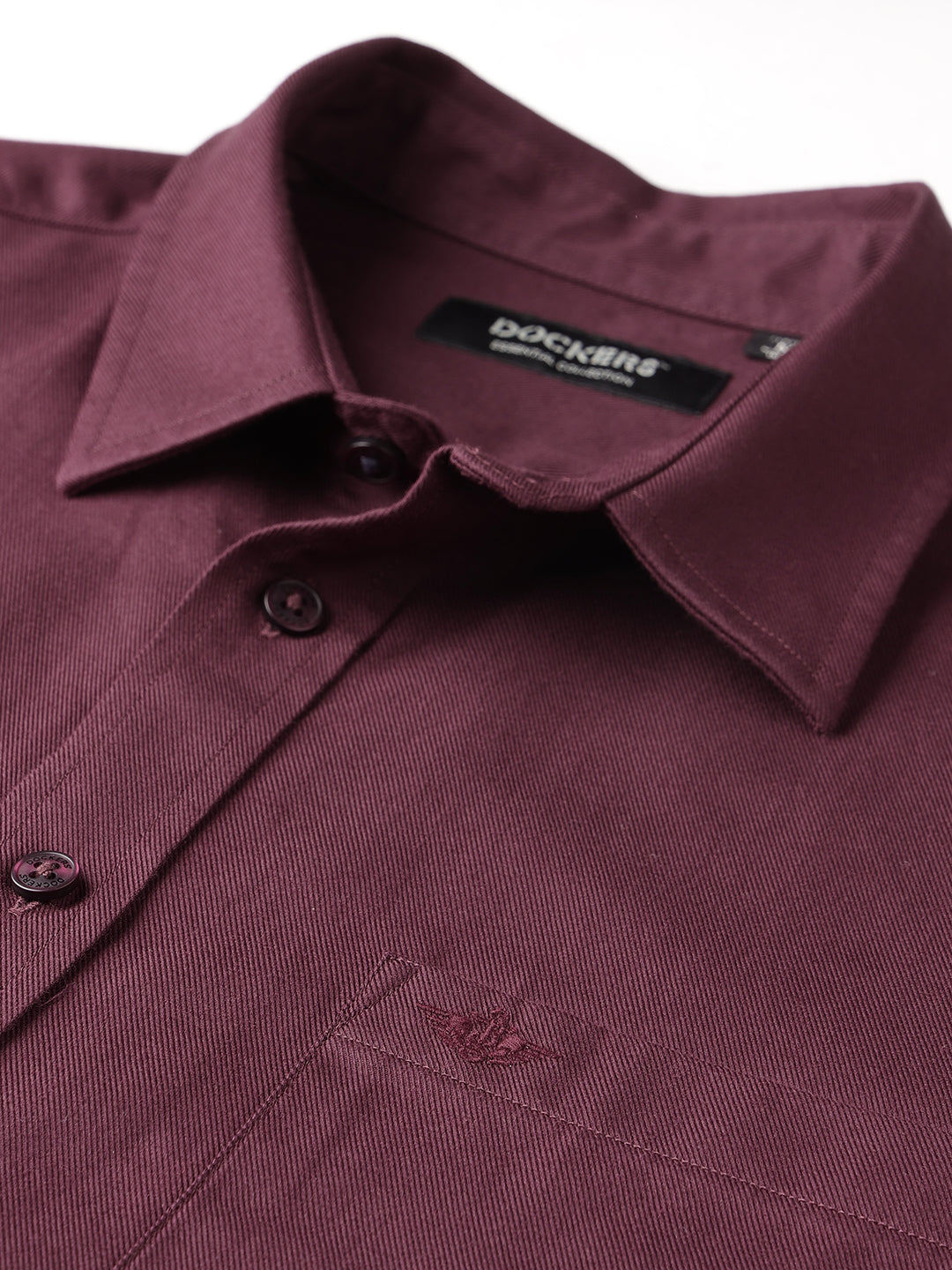 Dockers Men's Maroon Twill Button-Down Full Sleeve Shirt