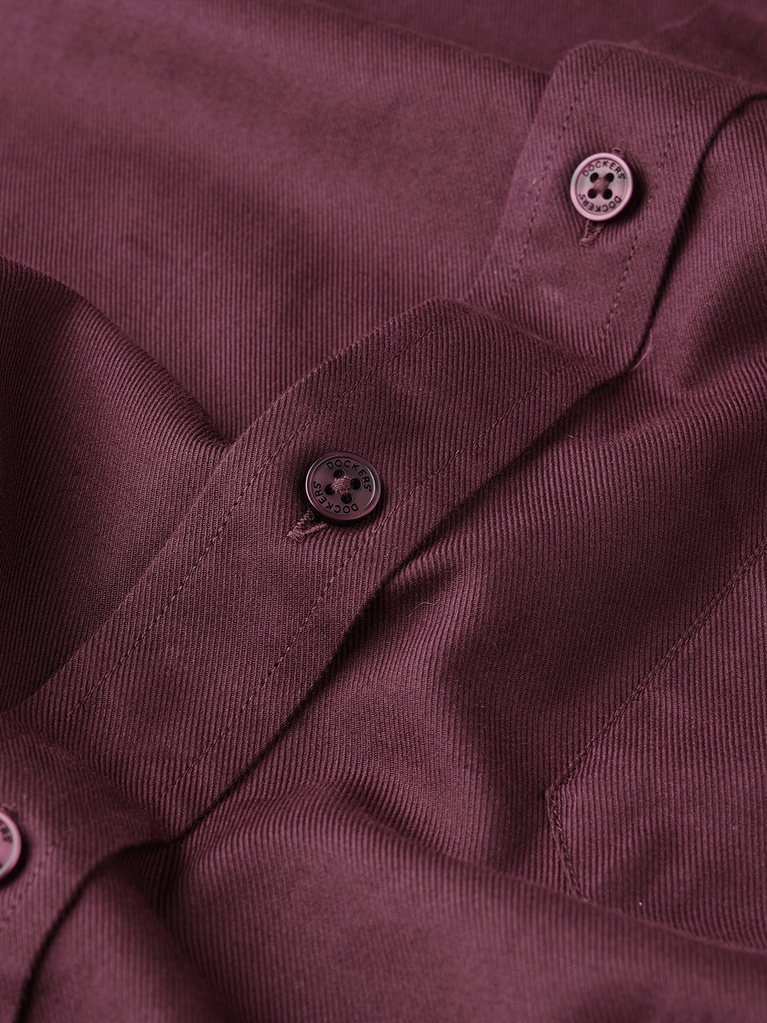 Dockers Men's Maroon Twill Button-Down Full Sleeve Shirt