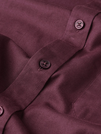 Dockers Men's Maroon Twill Button-Down Full Sleeve Shirt
