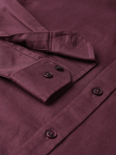 Dockers Men's Maroon Twill Spread Collar Full Sleeve Shirt