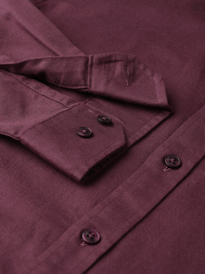 Dockers Men's Maroon Twill Spread Collar Full Sleeve Shirt