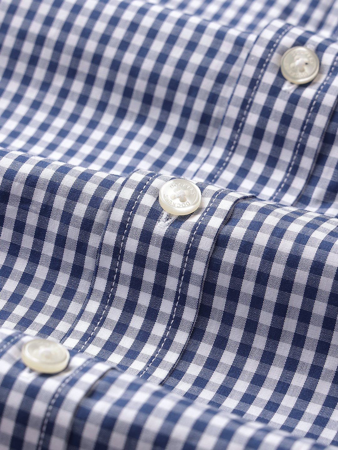 Dockers Men's Navy Blue Gingham Check Spread Collar Full Sleeve Shirt