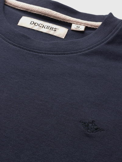 Dockers Men's Navy Blue Logo Round Neck T-Shirt