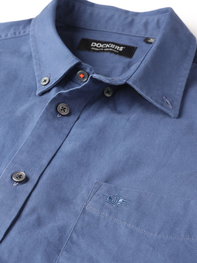 Dockers Men's Navy Blue Oxford Button-Down Half Sleeve Shirt