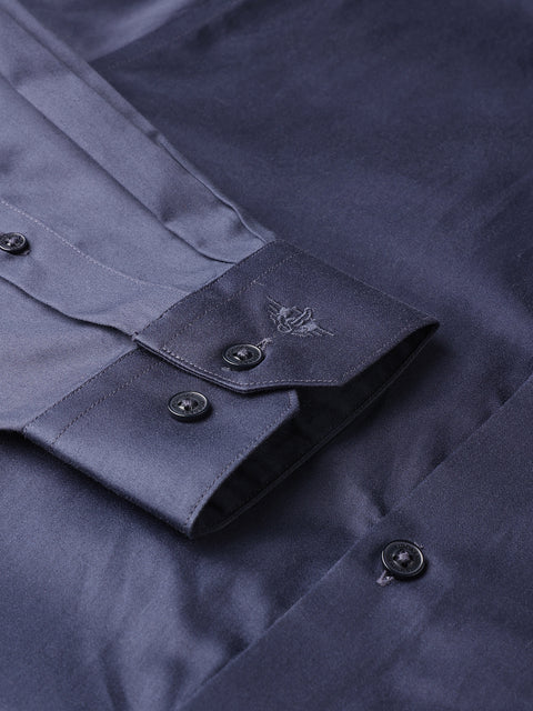 Dockers Men's Navy Blue Solid Smart Casual Full Sleeve Shirt