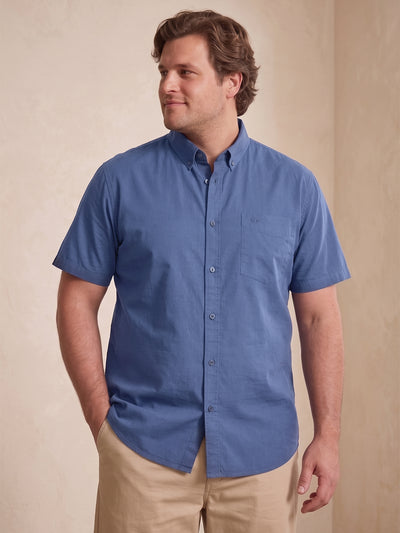 Dockers Men's Navy Blue Twill Button-Down Half Sleeve Shirt
