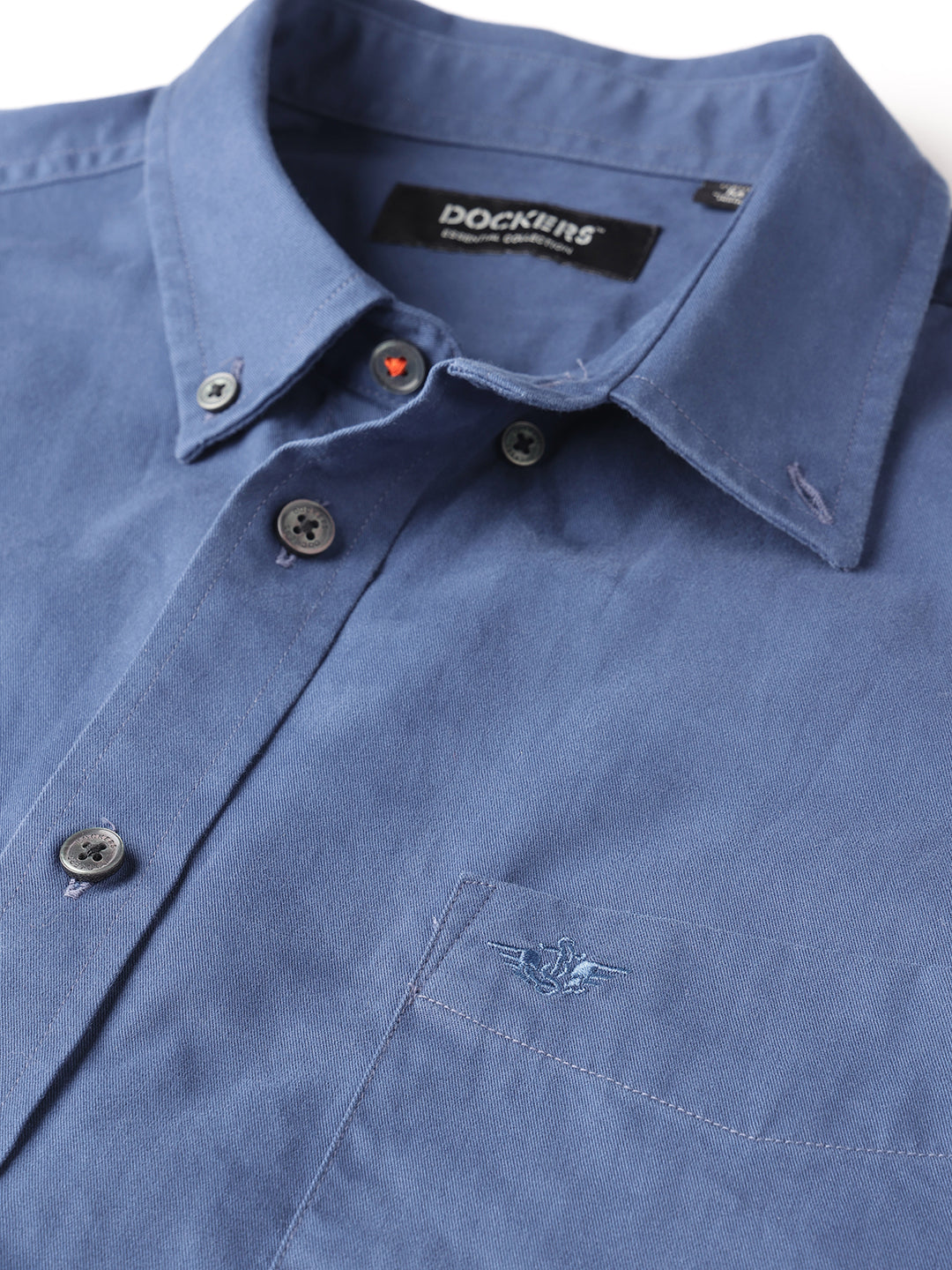 Dockers Men's Navy Blue Twill Button-Down Half Sleeve Shirt