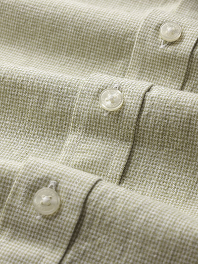 Dockers Men's Olive Textured Cotton-Linen Spread Collar Full Sleeve Shirt