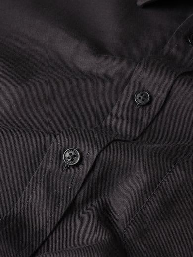 Dockers Men's Plus Size Black Twill Spread Collar Full Sleeve Shirt