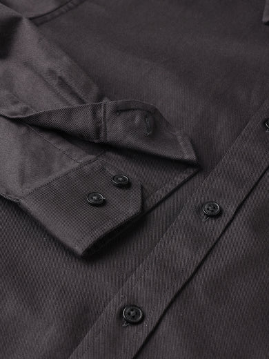 Dockers Men's Plus Size Black Twill Spread Collar Full Sleeve Shirt