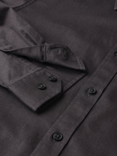 Dockers Men's Plus Size Black Twill Spread Collar Full Sleeve Shirt