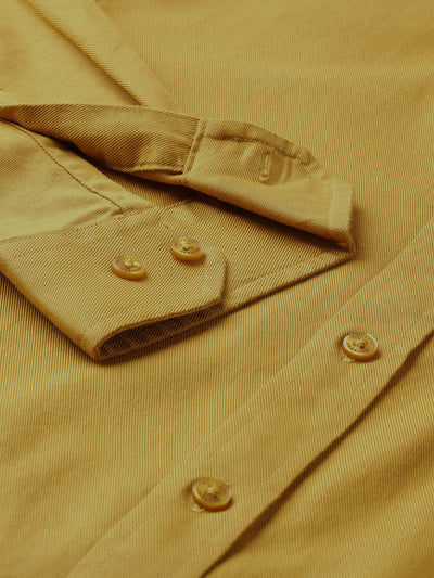 Dockers Men's Plus Size Mustard Twill Spread Collar Full Sleeve Shirt