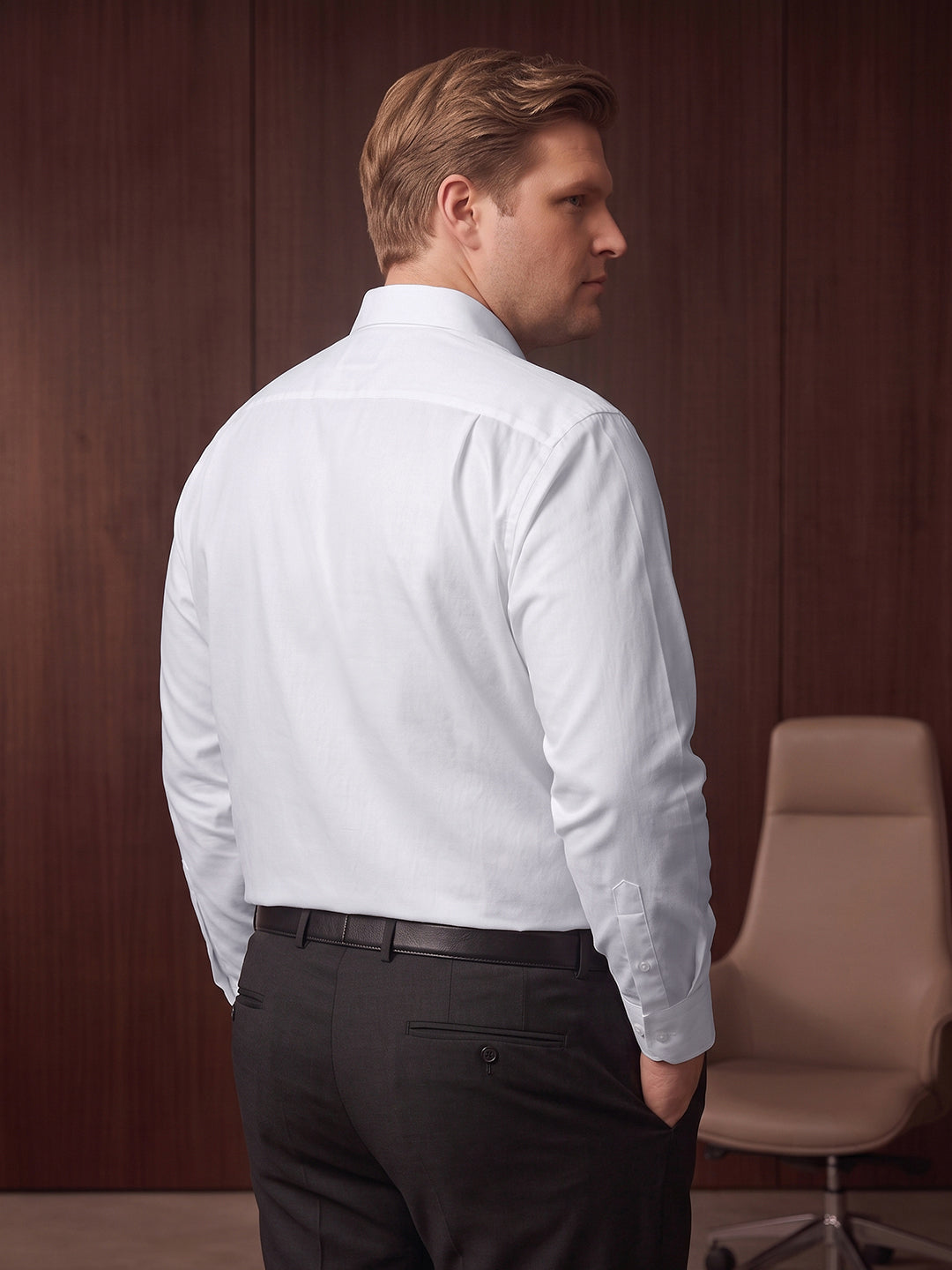 Dockers Men's White Cotton Office Shirt – Spread Collar, Regular Fit
