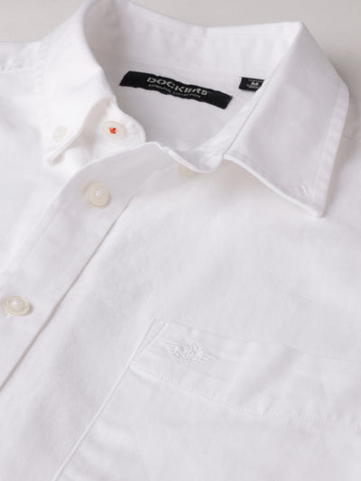 Dockers Men's White Oxford Button-Down Half Sleeve Shirt