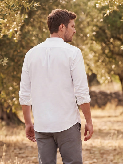 Dockers Men's White Oxford Mandarin Collar Shirt