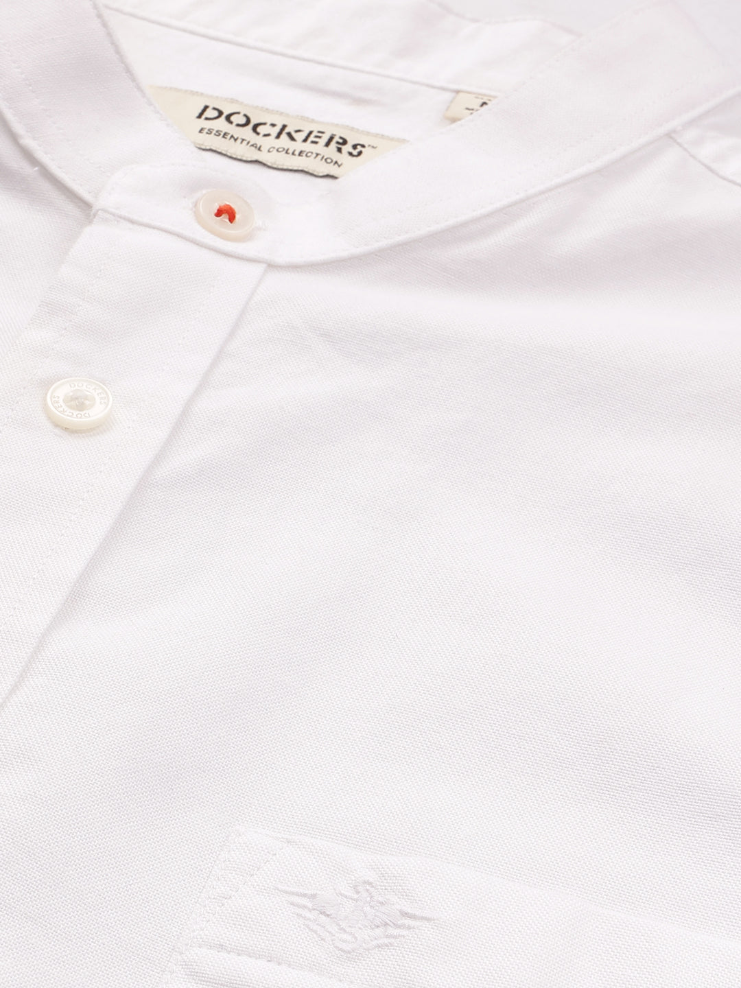 Dockers Men's White Oxford Mandarin Collar Shirt