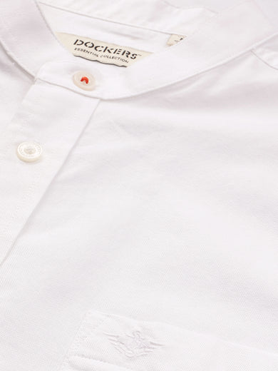 Dockers Men's White Oxford Mandarin Collar Shirt