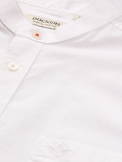 Dockers Men's White Oxford Mandarin Collar Shirt