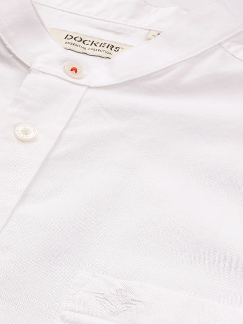 Dockers Men's White Oxford Mandarin Collar Shirt