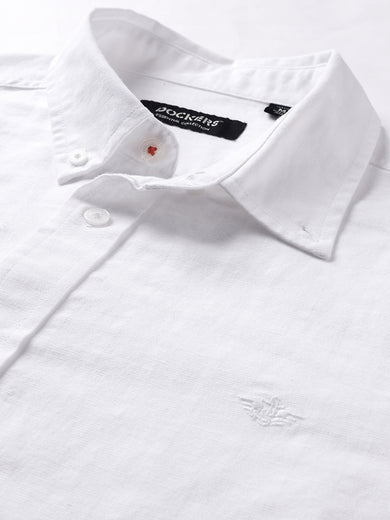 Dockers Men's White Pinstripe Button-Down Full Sleeve Shirt