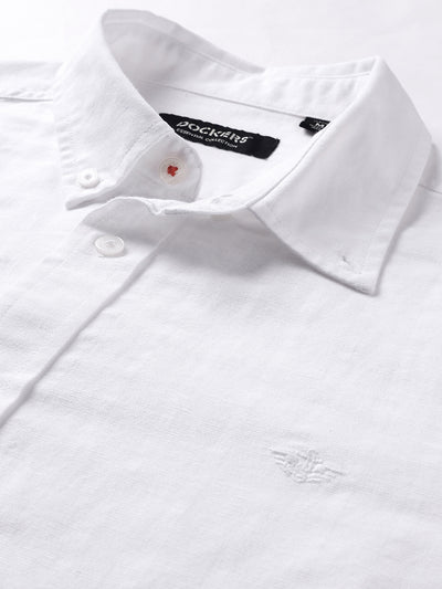 Dockers Men's White Pinstripe Button-Down Full Sleeve Shirt