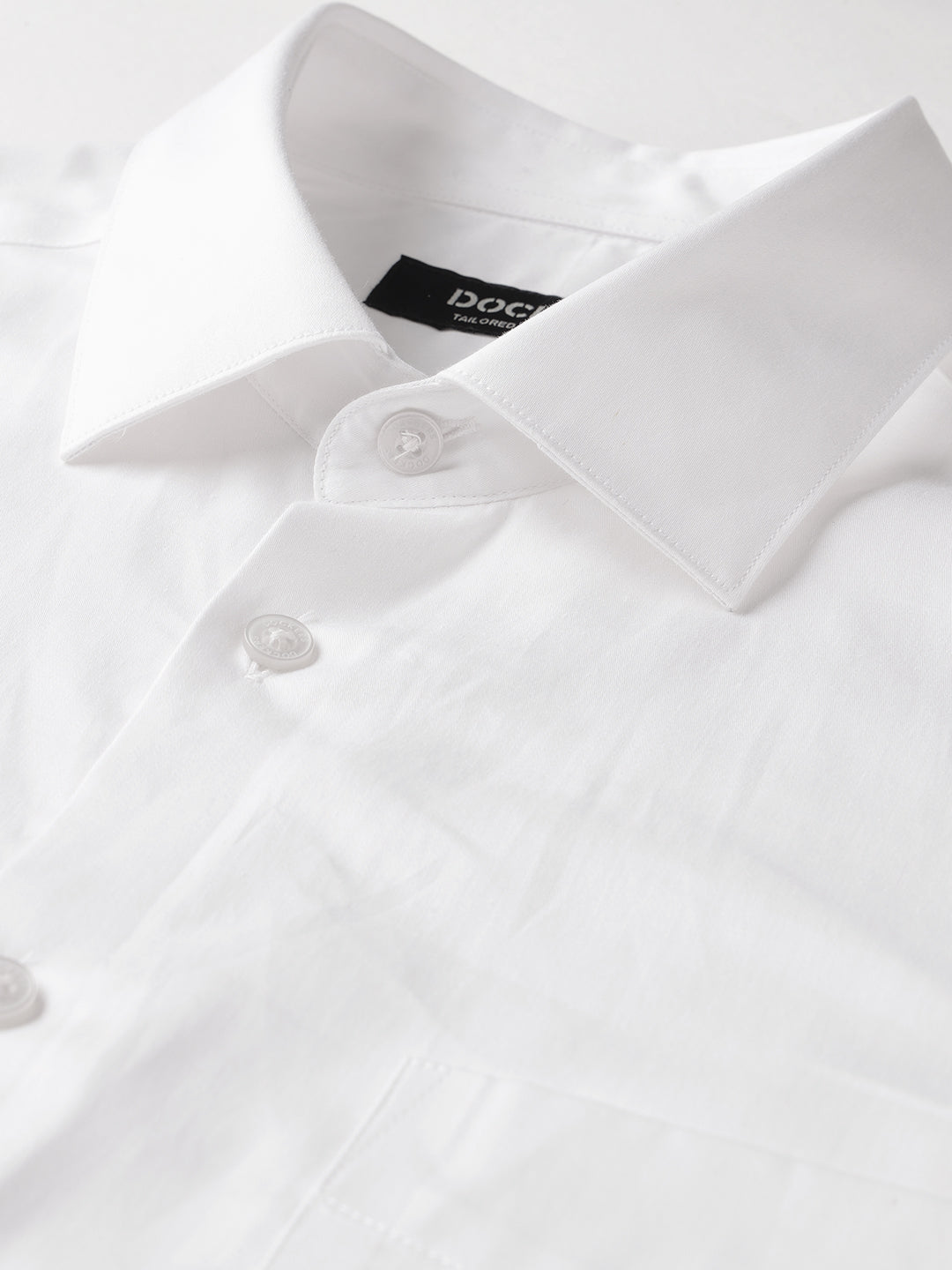 Dockers Men's White Solid Cotton Formal Shirt – Full Sleeve
