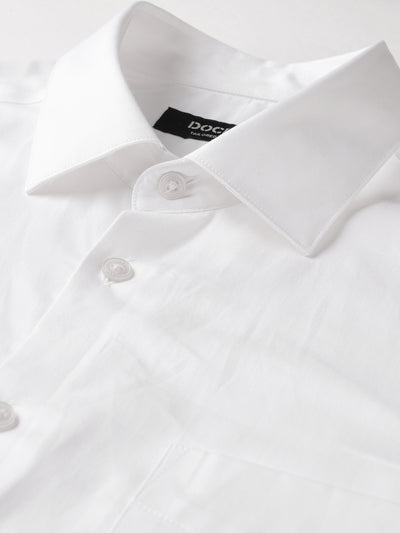 Dockers Men's White Solid Cotton Formal Shirt – Full Sleeve