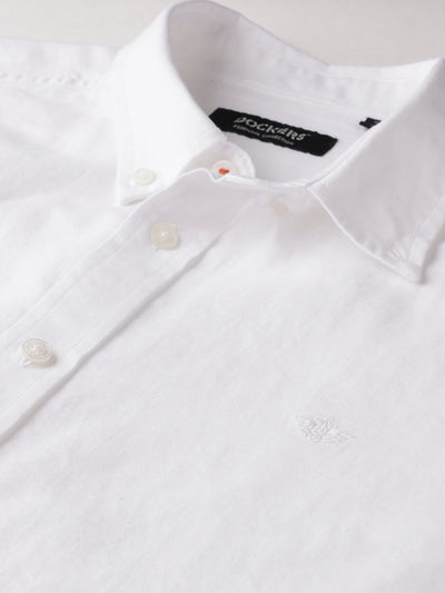 Dockers Men's White Striped Button-Down Full Sleeve Shirt