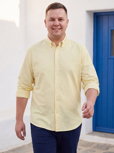Dockers Men's Yellow Button-Down Oxford Casual Shirt – Full Sleeve