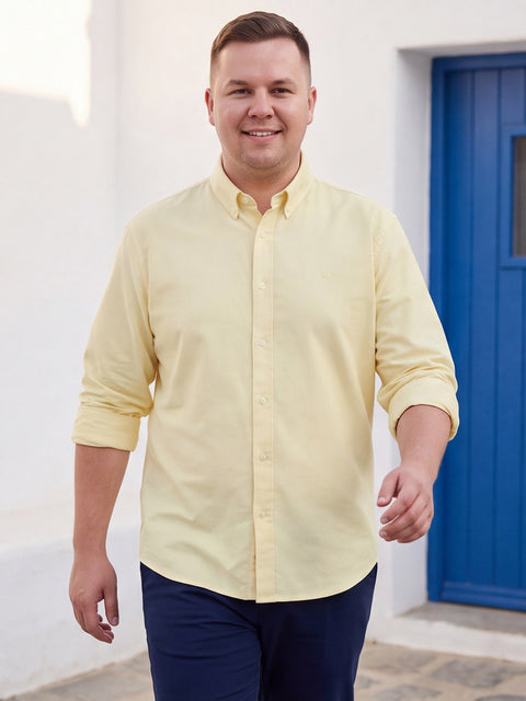 Dockers Men's Yellow Button-Down Oxford Casual Shirt – Full Sleeve