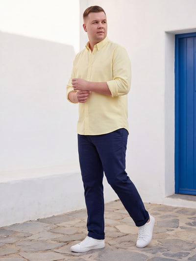 Dockers Men's Yellow Button-Down Oxford Casual Shirt – Full Sleeve