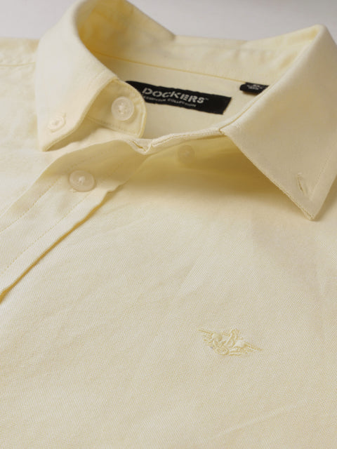 Dockers Men's Yellow Button-Down Oxford Casual Shirt – Full Sleeve